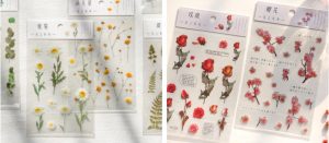 Natural Daisy Clover Japanese Words Stickers Transparent PET Material Flowers Leaves Plants Deco Stickers
