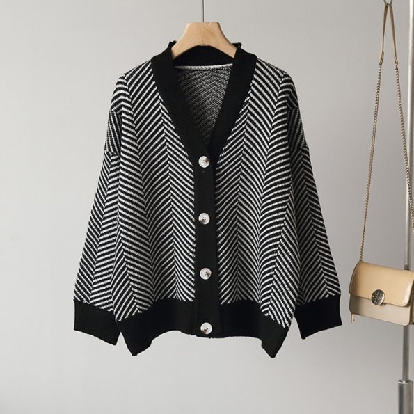 Striped Knitted Cardigans 1